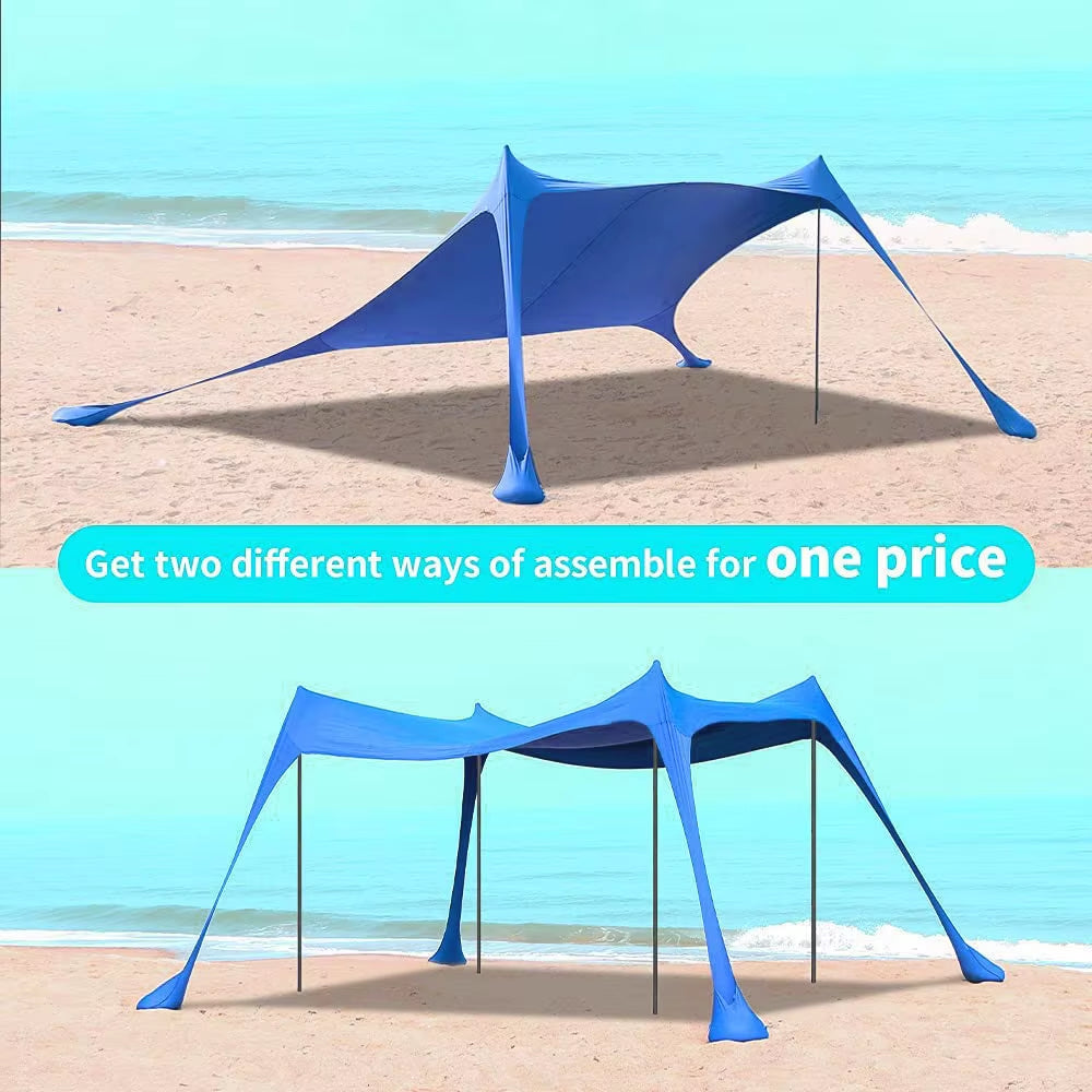 Beach Tent Sunshade Awning Ultralight Sun Shelter for Sea Outdoor UV Resistant Patio Shade Sun Awning for the Beach Sun Awning