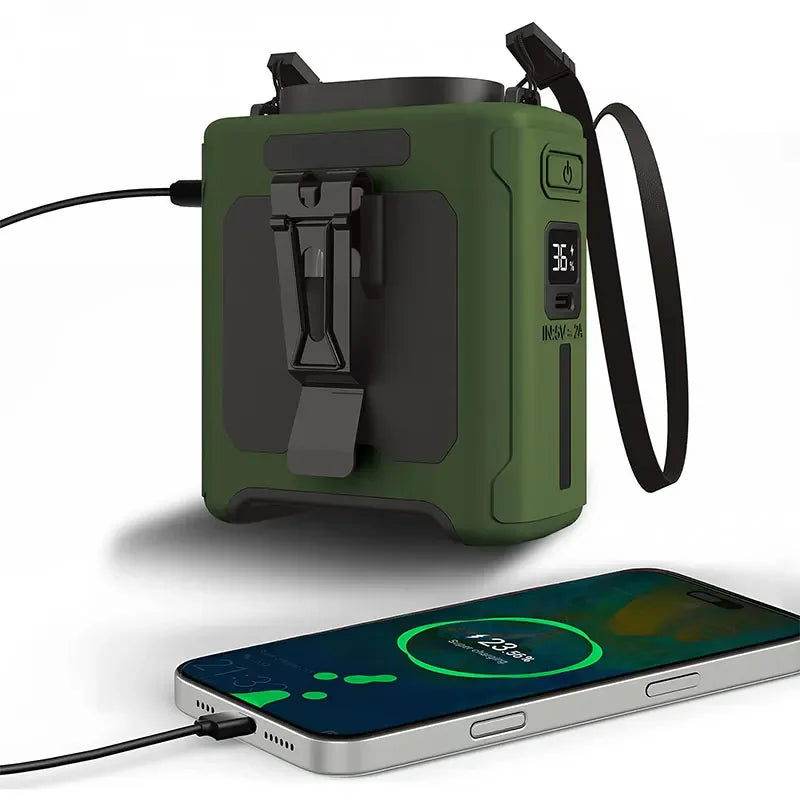 10000Mah Waist Fan Wearable Waist Fan 5-Speed Lightweight 40H Outdoor Hands-Free Cooling Work Site Travel Ooutdoor Long-Distance
