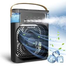 Ventilador Portátil 3 en 1 con Ventilación, Humidificador y Luz LED
